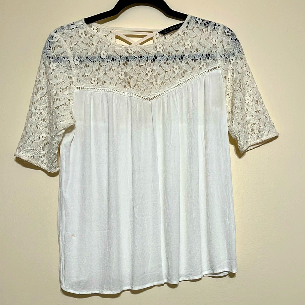 Zara Basic Lace Top Sz Small - Picture 1 of 6